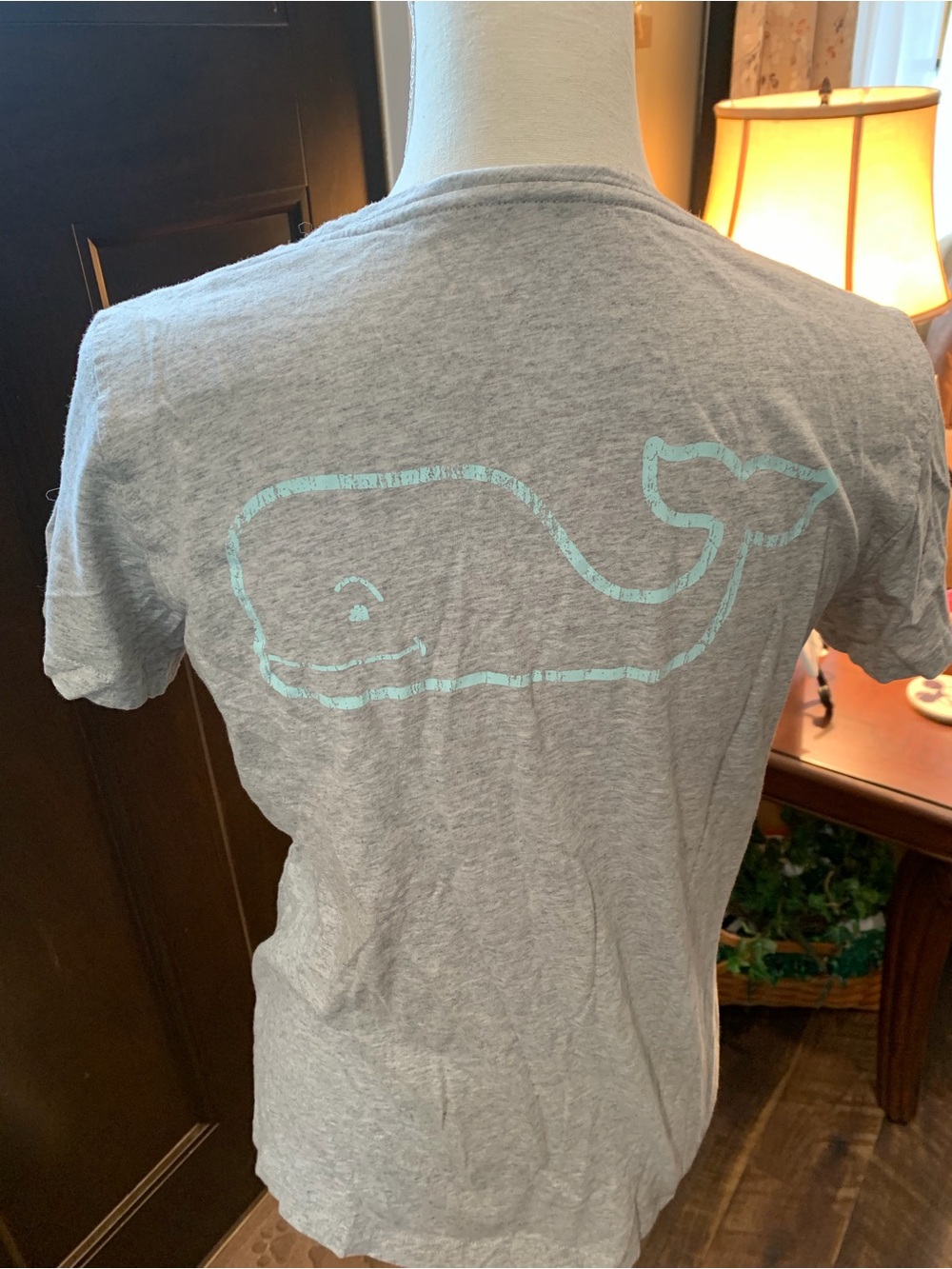 Vineyard Vines Light Gray Tee with Mint Whale Graphic